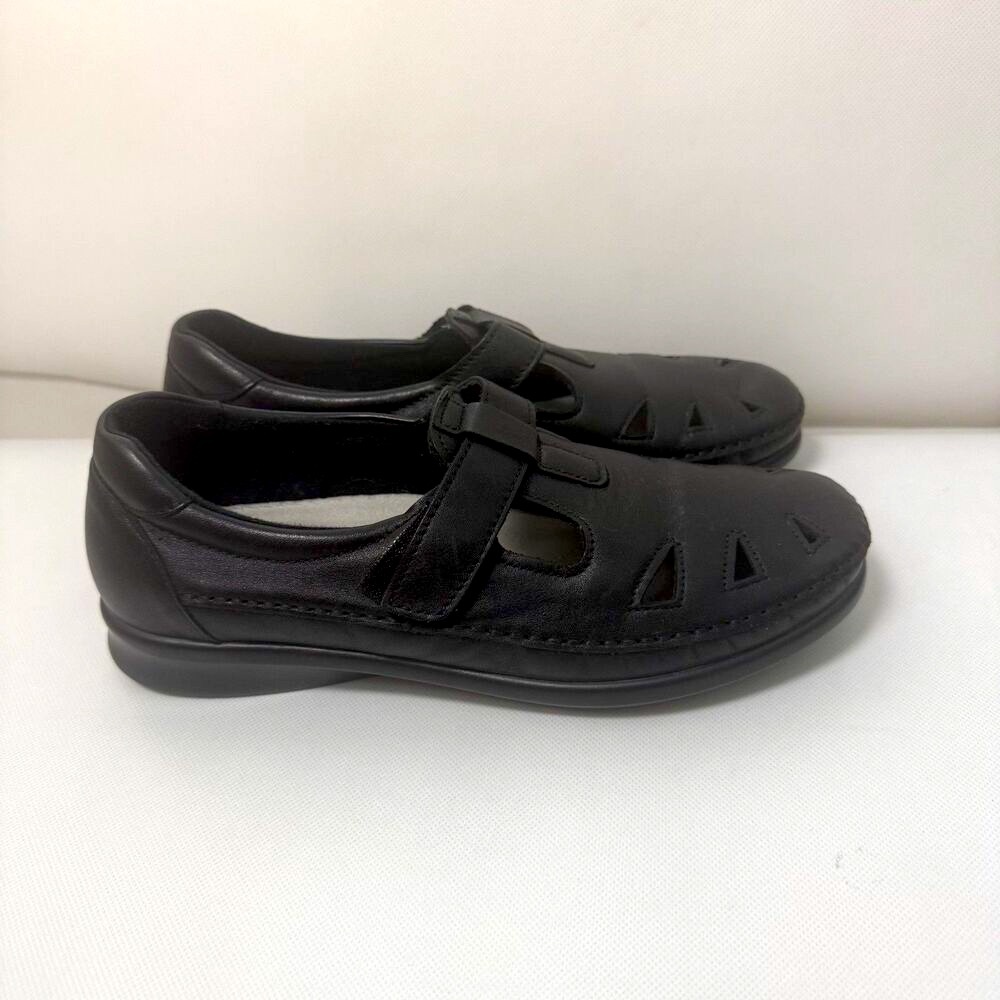 SAS Roamer Leather Walking Shoes Women 9.5 Black Adjustable Tri Pad Made in USA
